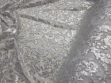 Silver Wendy Lace Sequins Fabric | Bridal Metallic Lace with Sequins | 54" Wide |