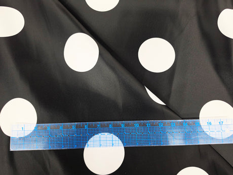 White Black Polka Dot Satin Print Fabric | Polka Dot Satin Fabric | Dull Satin Print | 60" Wide |