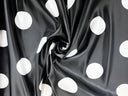 White Black Polka Dot Satin Print Fabric | Polka Dot Satin Fabric | Dull Satin Print | 60" Wide |