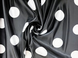 White Black Polka Dot Satin Print Fabric | Polka Dot Satin Fabric | Dull Satin Print | 60" Wide |