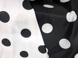 White Black Polka Dot Satin Print Fabric | Polka Dot Satin Fabric | Dull Satin Print | 60" Wide |