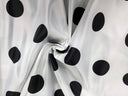 White Black Polka Dot Satin Print Fabric | Polka Dot Satin Fabric | Dull Satin Print | 60" Wide |