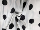 White Black Polka Dot Satin Print Fabric | Polka Dot Satin Fabric | Dull Satin Print | 60" Wide |