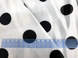 White Black Polka Dot Satin Print Fabric | Polka Dot Satin Fabric | Dull Satin Print | 60" Wide |