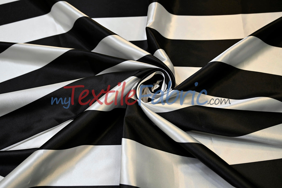 3" Stripe Satin Fabric | Soft Satin Stripe Charmeuse Fabric | 60" Wide | Multiple Colors
