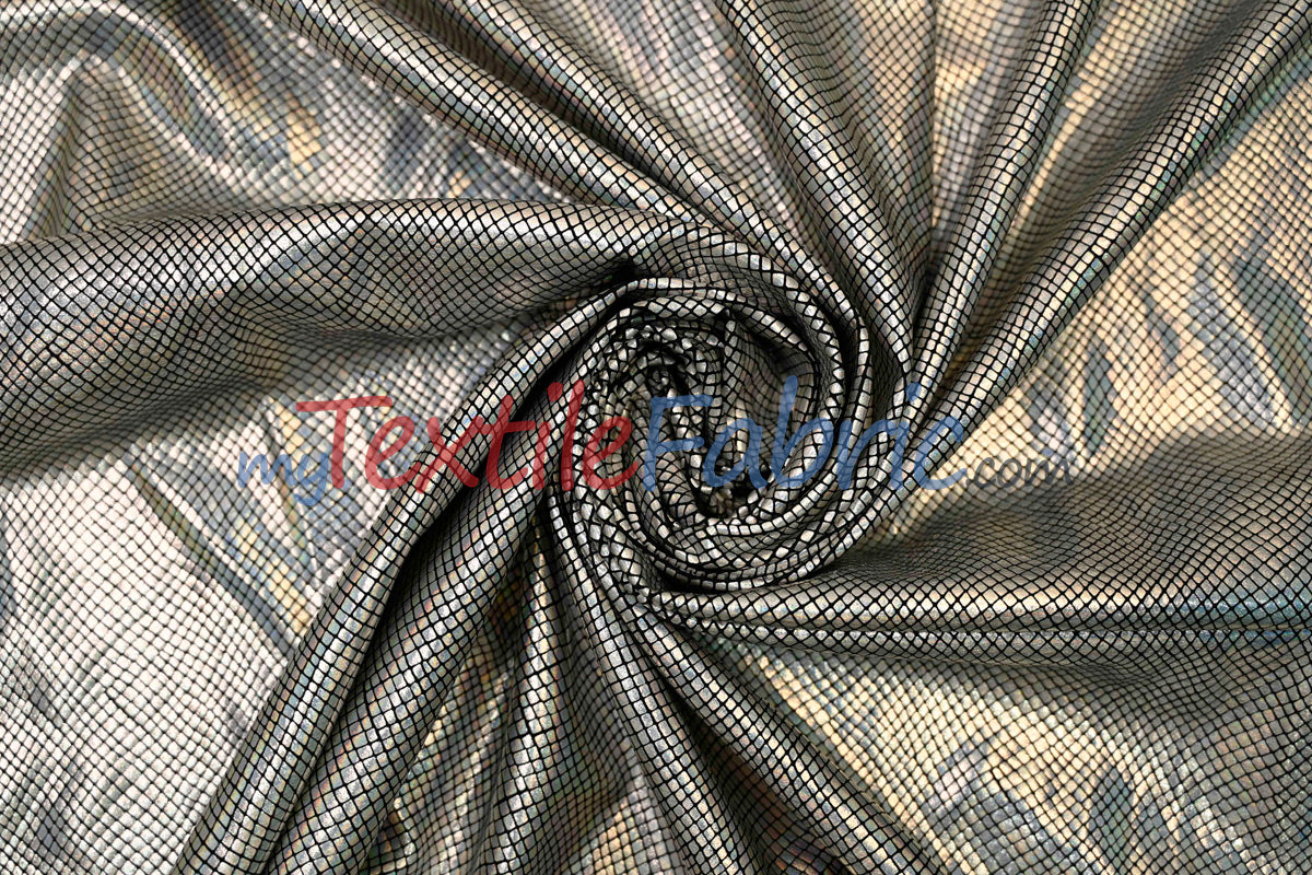4 Way Stretch Dancewear Fabric | Metallic Snake Hologram Spandex | 58/60" Wide | Multiple Colors |