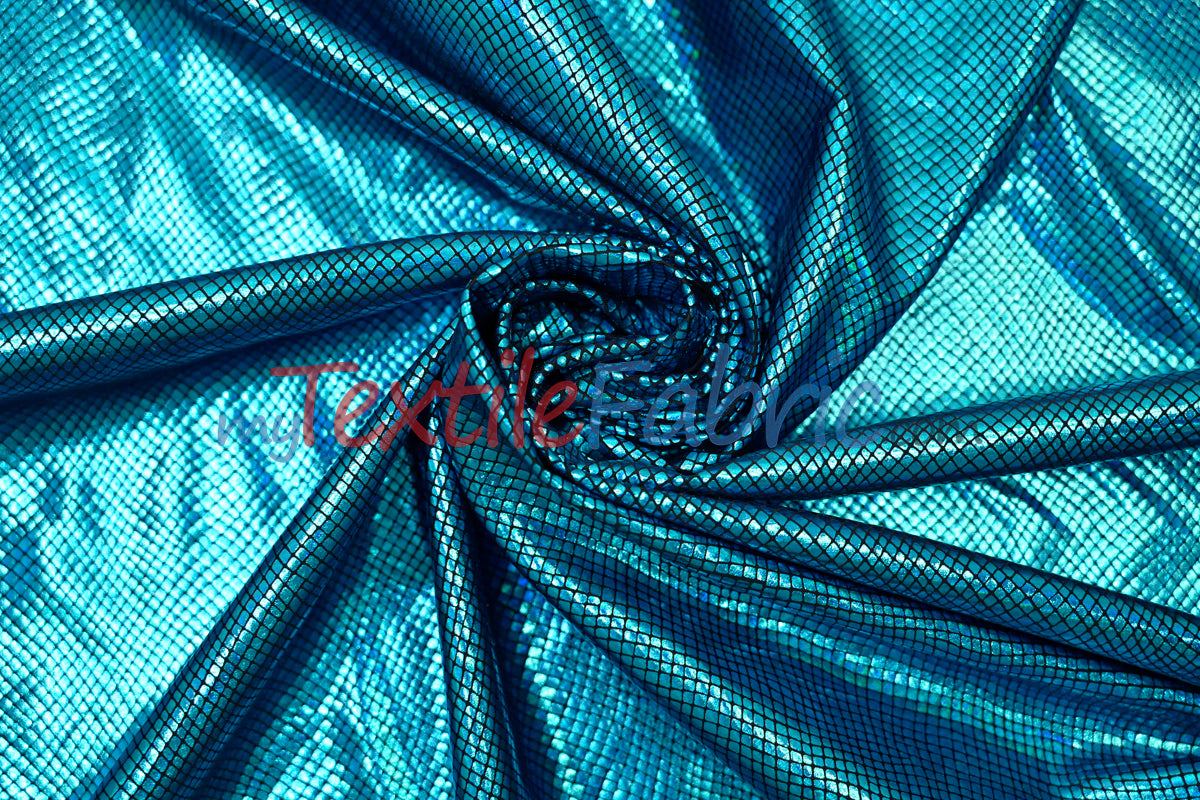 4 Way Stretch Dancewear Fabric | Metallic Snake Hologram Spandex | 58/60" Wide | Multiple Colors |