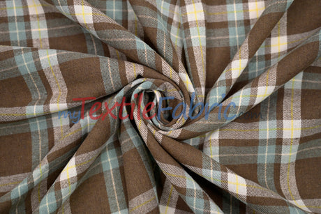Plaid Flannel Fabric | Brushed Cotton Face | 80% Polyester 20% Cotton | 7 oz | Soft & Cozy Apparel Fabric