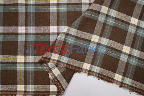 Plaid Flannel Fabric | Brushed Cotton Face | 80% Polyester 20% Cotton | 7 oz | Soft & Cozy Apparel Fabric