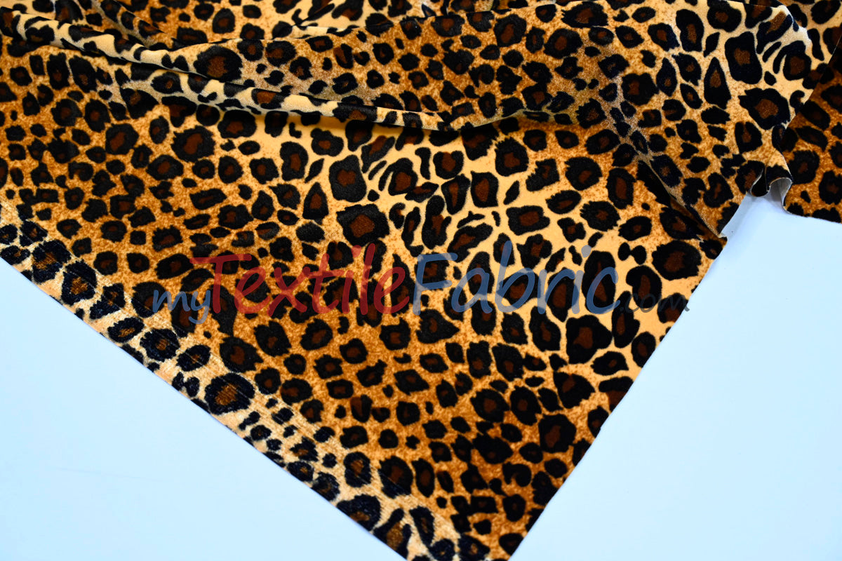 Safari Leopard Stretch Velvet | 4-Way Stretch Polyester Velvet | Digital Print | Durable & Vibrant | Ideal for Costumes & Cosplay