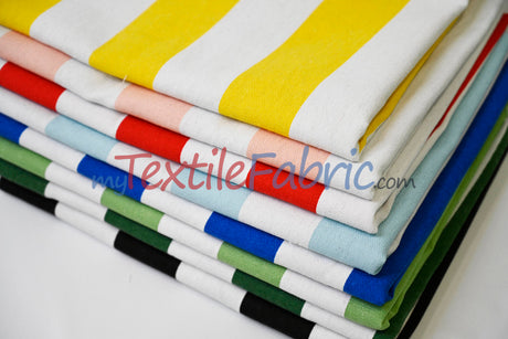 10 Oz 100% Cotton Canvas 2" Stripe | Outdoor Fabric | 60" Wide | Multiple Colors |