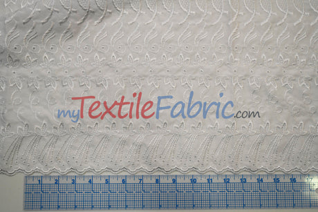 Cotton Eyelet Embroidery Design ONE | Double Scallop Finish | 80% Polyester 20% Cotton | 52” Wide