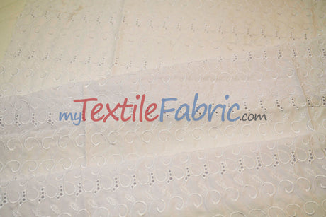 Cotton Eyelet Embroidery Design SIX | Double Scallop Finish | 80% Polyester 20% Cotton | 52” Wide