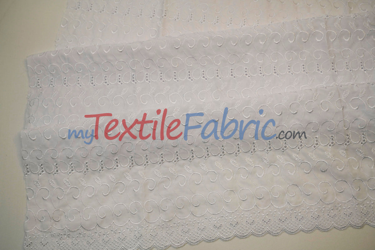 Cotton Eyelet Embroidery Design SIX | Double Scallop Finish | 80% Polyester 20% Cotton | 52” Wide