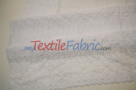 Cotton Eyelet Embroidery Design SIX | Double Scallop Finish | 80% Polyester 20% Cotton | 52” Wide