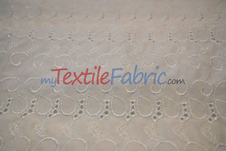 Cotton Eyelet Embroidery Design SIX | Double Scallop Finish | 80% Polyester 20% Cotton | 52” Wide