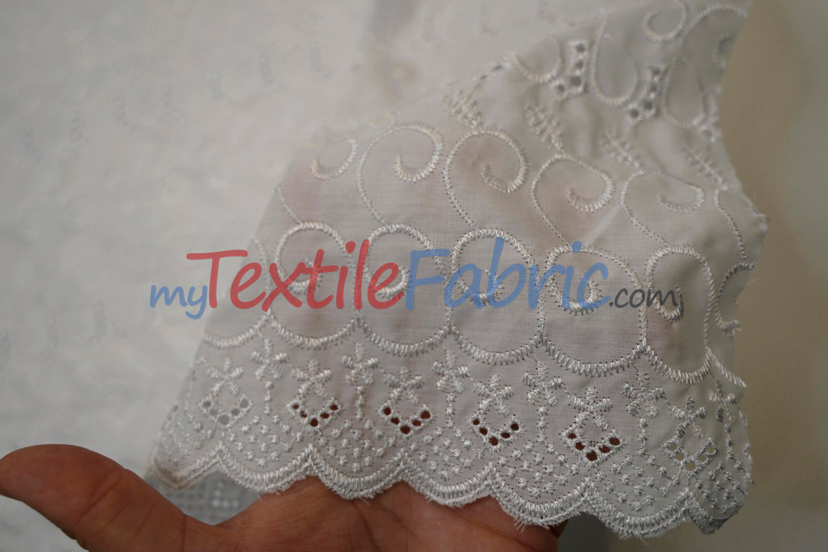 Cotton Eyelet Embroidery Design SIX | Double Scallop Finish | 80% Polyester 20% Cotton | 52” Wide