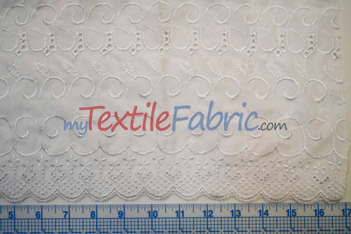 Cotton Eyelet Embroidery Design SIX | Double Scallop Finish | 80% Polyester 20% Cotton | 52” Wide