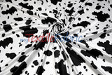 White Black Cow Satin Print Fabric | Cow Charmeuse Satin | 60" Wide |
