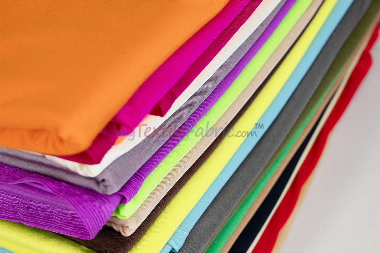 Nylon Spandex 4 Way Stretch Fabric | 60" Width | Great for Swimwear, Dancewear, Waterproof, Tablecloths, Chair Covers | Multiple Colors |