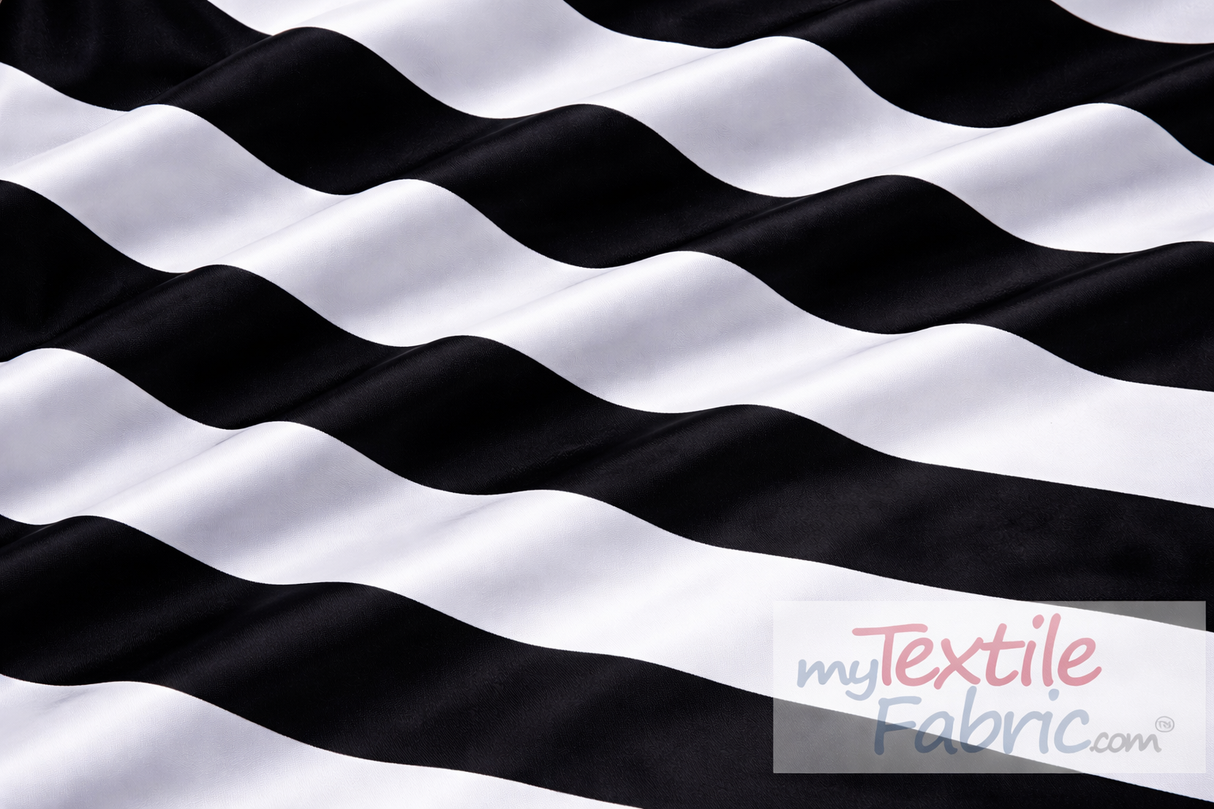 5.5" Stripe Satin Print | Dull Satin Print | 58/60" Wide | Multiple Colors | Stripe Satin Print Fabric |