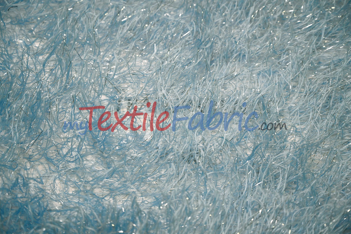 Baby Blue Shaggy Brocade | Metallic Eyelash Lame Fabric | 57 Inch Wide | For Costumes Cosplay Apparel & Decor