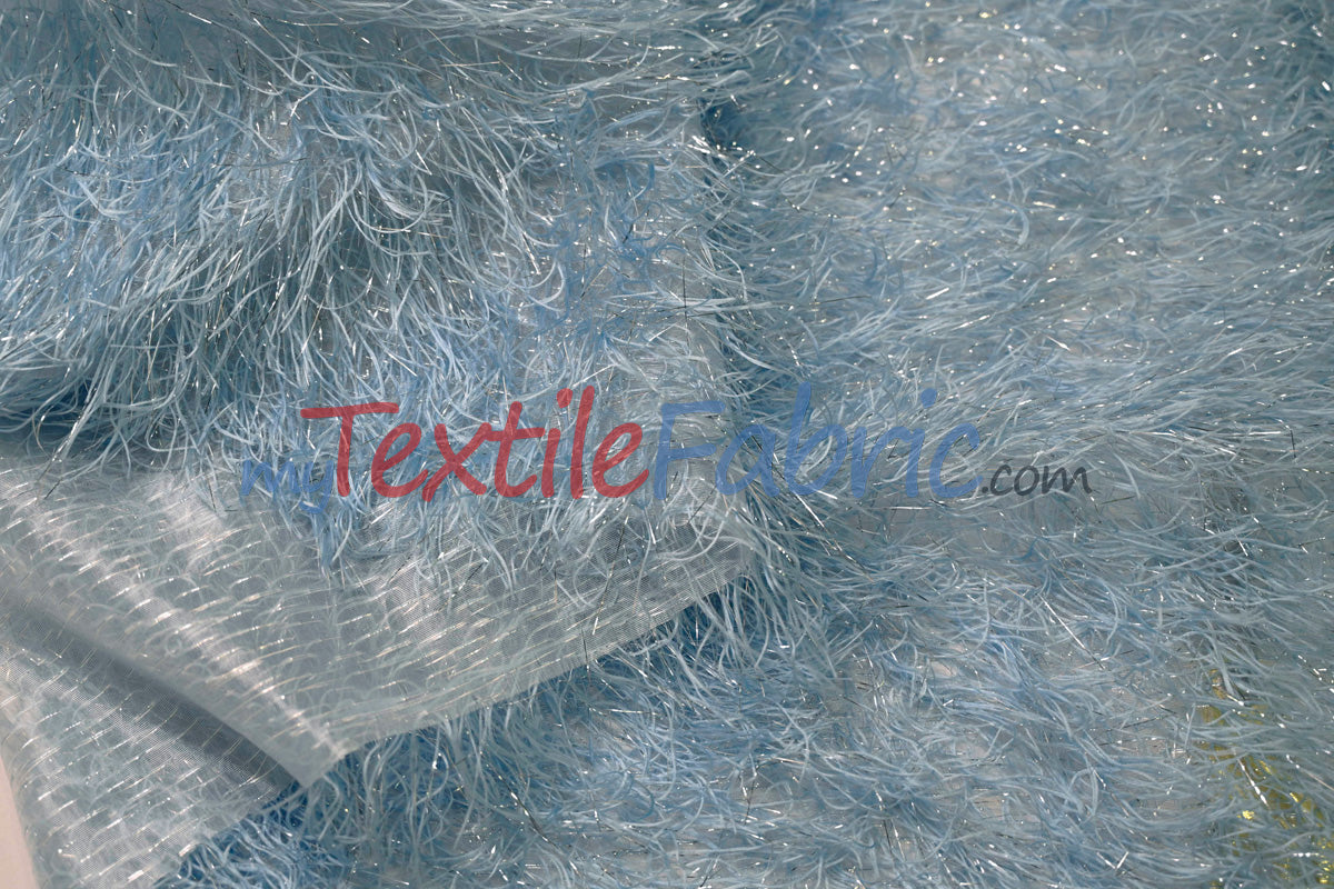 Baby Blue Shaggy Brocade | Metallic Eyelash Lame Fabric | 57 Inch Wide | For Costumes Cosplay Apparel & Decor