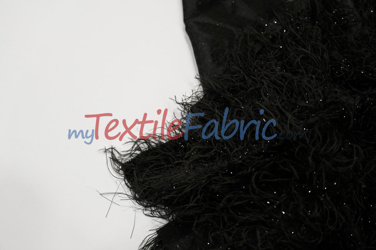 Black Shaggy Brocade | Metallic Eyelash Lame Fabric | 57 Inch Wide | For Costumes Cosplay Apparel & Decor