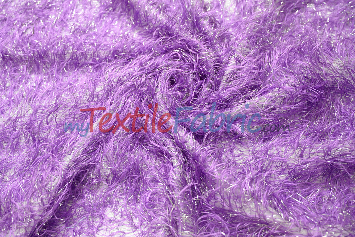 Lavender Shaggy Brocade | Metallic Eyelash Lame Fabric | 57 Inch Wide | For Costumes Cosplay Apparel & Decor