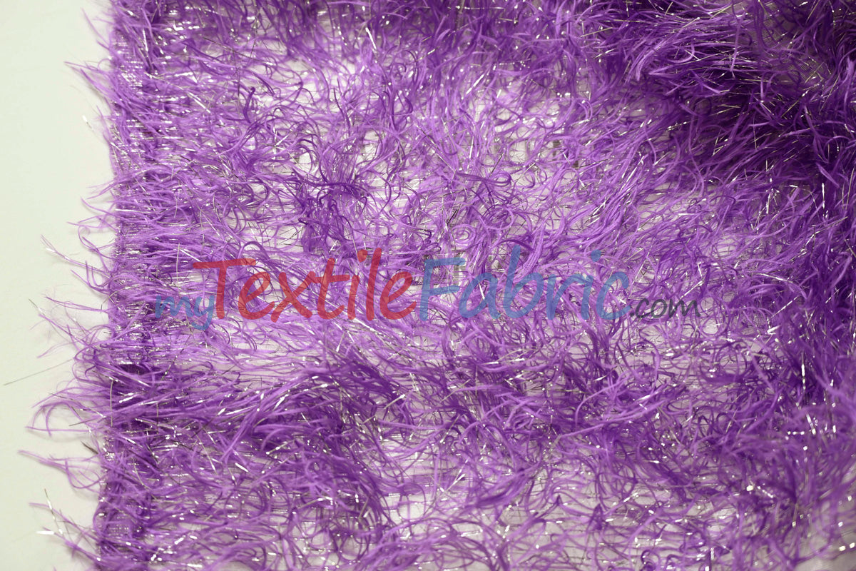 Lavender Shaggy Brocade | Metallic Eyelash Lame Fabric | 57 Inch Wide | For Costumes Cosplay Apparel & Decor