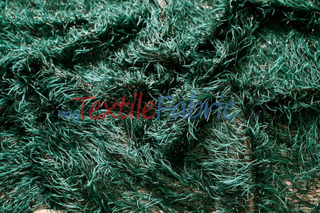 Hunter Green Shaggy Brocade | Metallic Eyelash Lame Fabric | 57 Inch Wide | For Costumes Cosplay Apparel & Decor