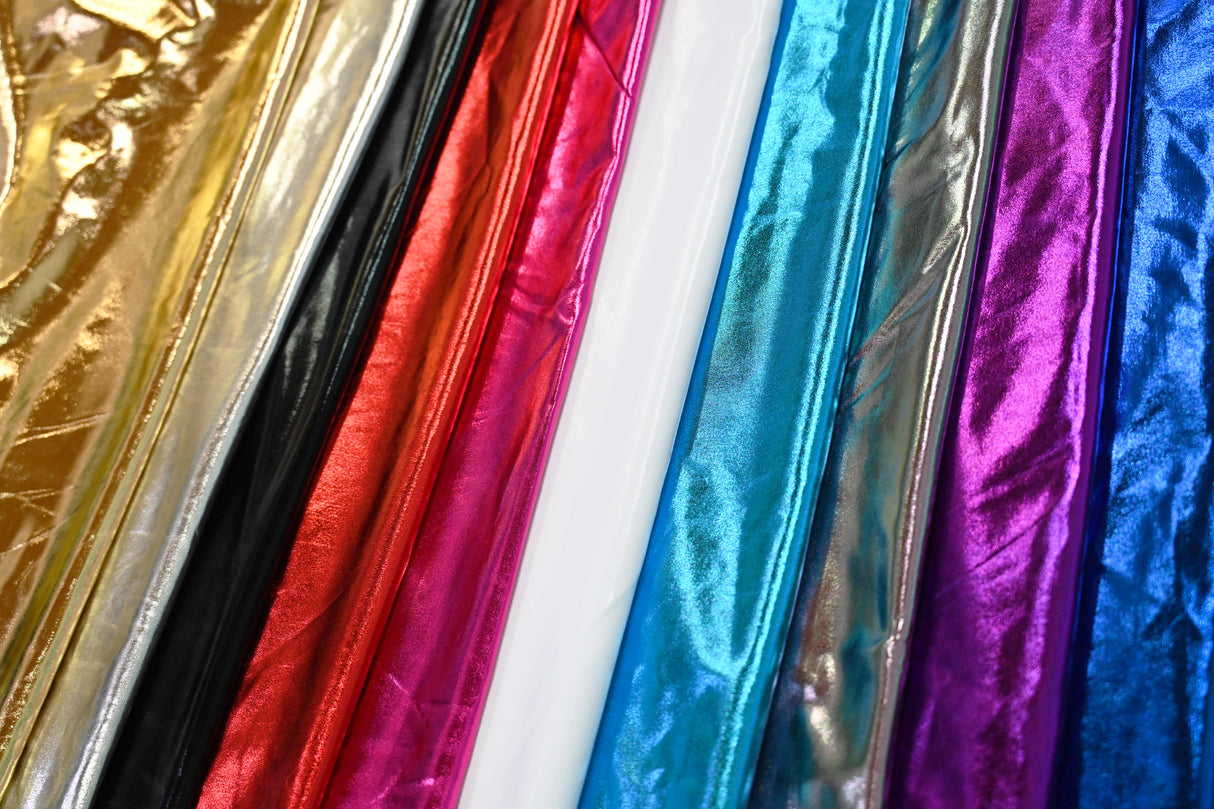 Metallic Foil Spandex Lame | Stretch Metallic Lame | Spandex Lame Fabric | All Over Foil on Stretch Knit | 60" Wide |