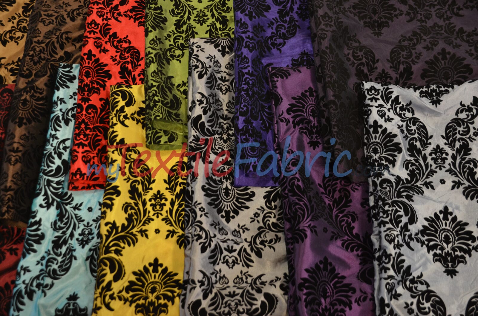 Damask Flocking Taffeta | Flocking Velvet Damask on Taffeta Fabric | 60" Wide | Curtains, Apparel, Cosplay, Costume, Decor | Fabric mytextilefabric 