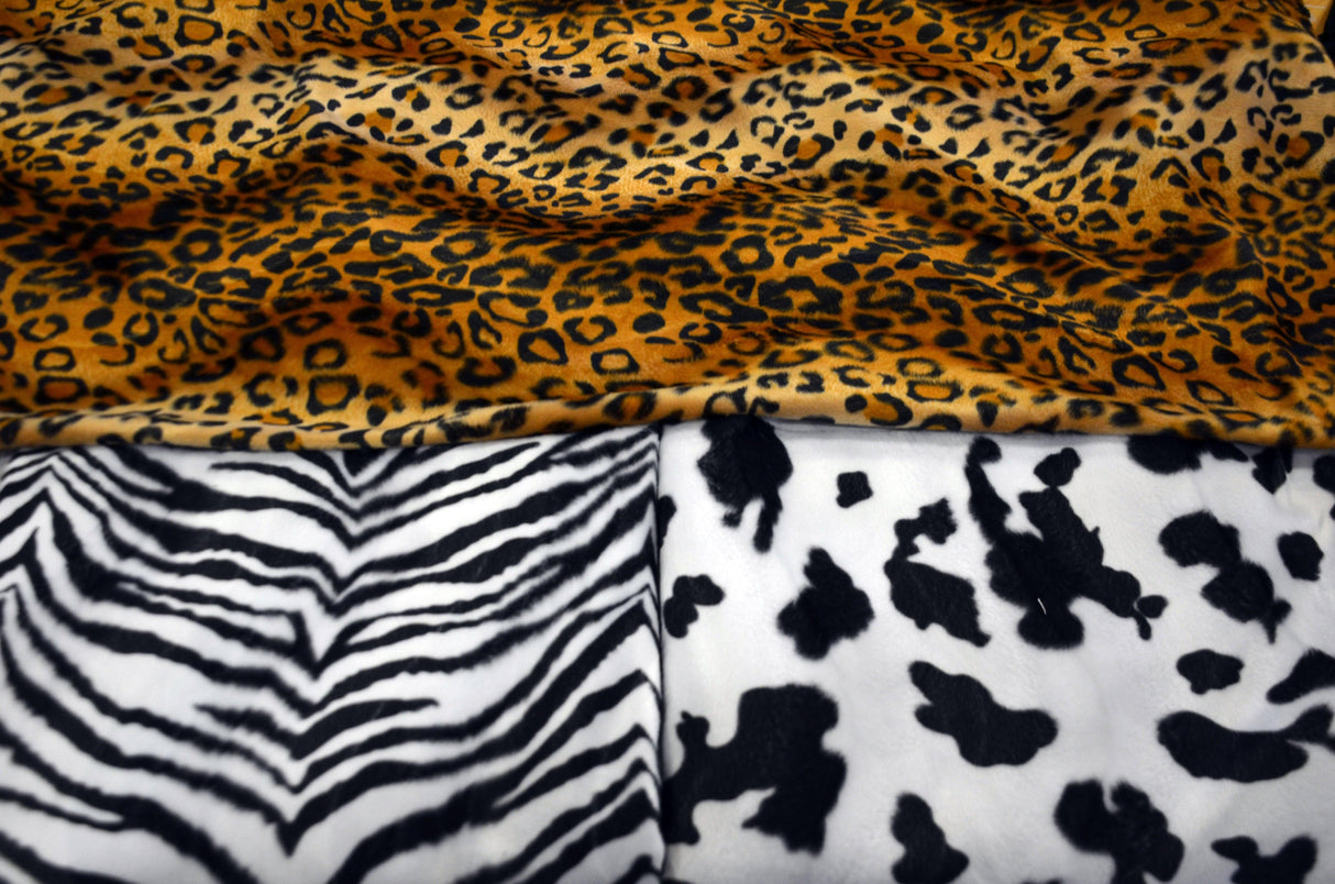 Velboa Faux Fur Fabric by the Yard | 60" Wide | Cow Velboa | Zebra Velboa | Leopard Velboa |