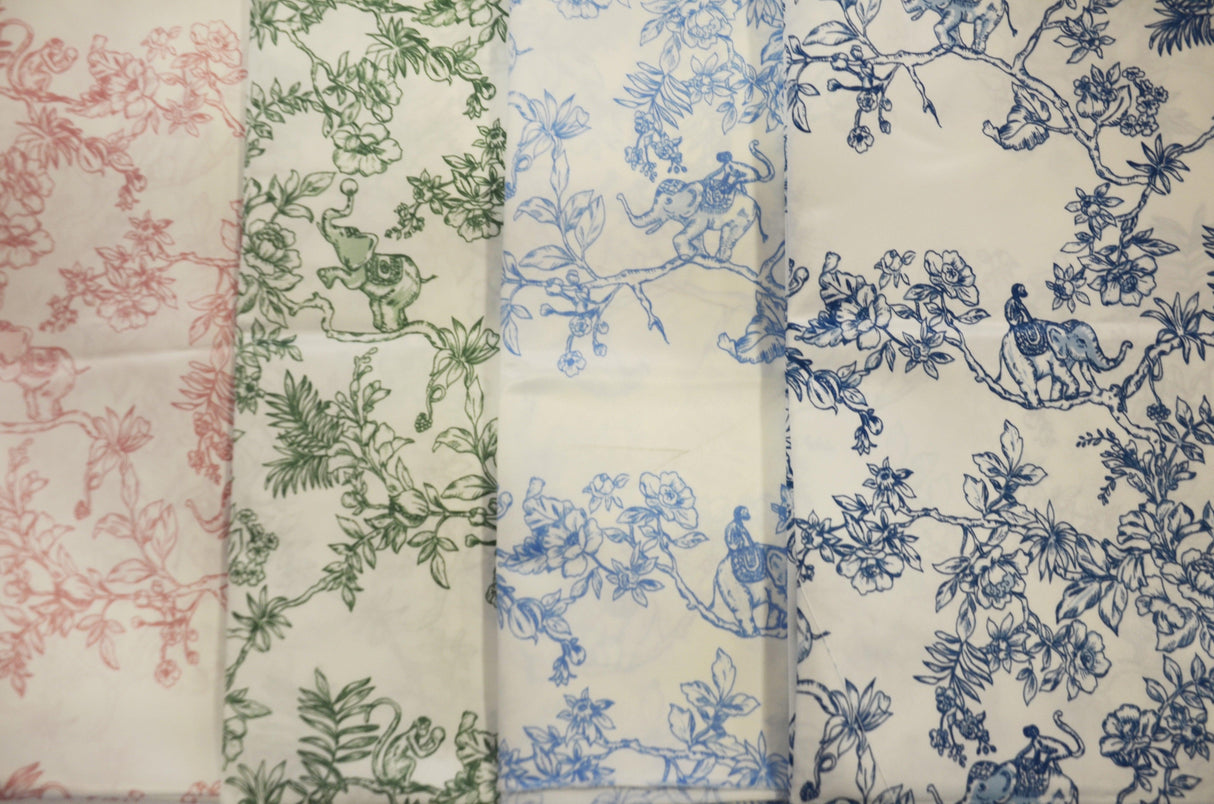 Ben Toile Satin Print | Dull Satin Print | 58/60" Wide | 4 Colors | French Toile Fabric