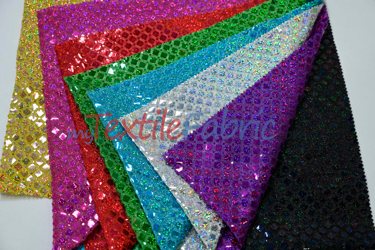 Holographic Shimmer Sequins Fabric | Lightweight & Flowy | 45” Wide | Dazzling Sparkle for Apparel & Costumes