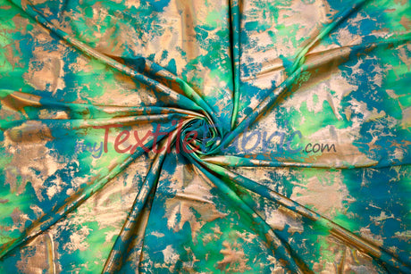 Tie Dye Hologram Spandex Fabric | Iridescent Foil Finish | 4-Way Stretch | 58/60" Wide | Vibrant Multicolor