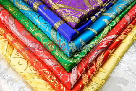 Circular Cross Liturgical Brocade Fabric | 60" Wide | Metallic Brocade by the Yard |