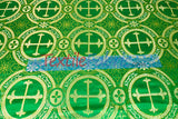 Circular Cross Liturgical Brocade Fabric | 60" Wide | Metallic Brocade by the Yard |
