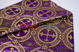 Circular Cross Liturgical Brocade Fabric | 60" Wide | Metallic Brocade by the Yard |