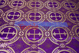 Circular Cross Liturgical Brocade Fabric | 60" Wide | Metallic Brocade by the Yard |