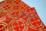 Circular Cross Liturgical Brocade Fabric | 60" Wide | Metallic Brocade by the Yard |