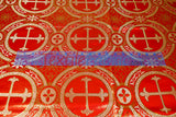 Circular Cross Liturgical Brocade Fabric | 60" Wide | Metallic Brocade by the Yard |