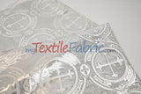 Circular Cross Liturgical Brocade Fabric | 60" Wide | Metallic Brocade by the Yard |