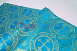 Circular Cross Liturgical Brocade Fabric | 60" Wide | Metallic Brocade by the Yard |