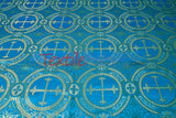 Circular Cross Liturgical Brocade Fabric | 60" Wide | Metallic Brocade by the Yard |