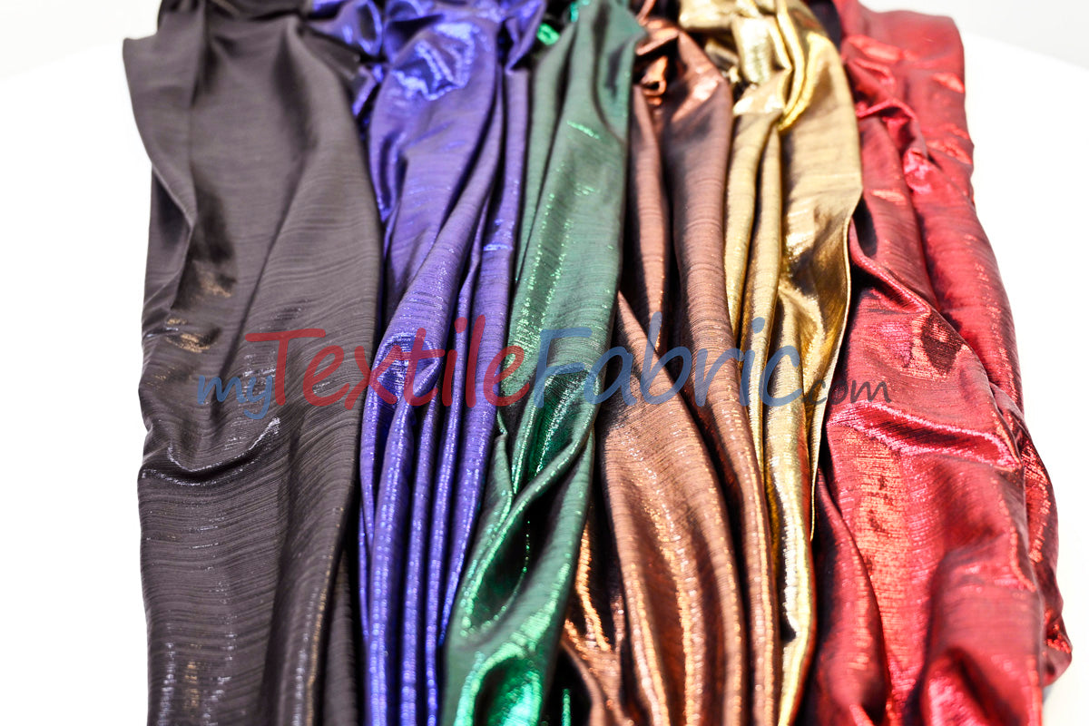 Metallic Stretch Slinky Fabric by the Yard | 58” Wide | 2 Way Stretch | Multiple Colors