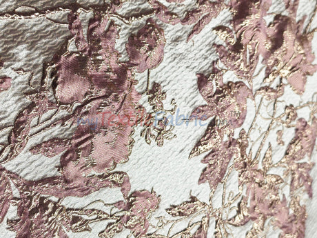 Mauve Floral Bubble Metallic Jacquard | 54" Wide | Abstract Floral Metallic Brocade Fabric |
