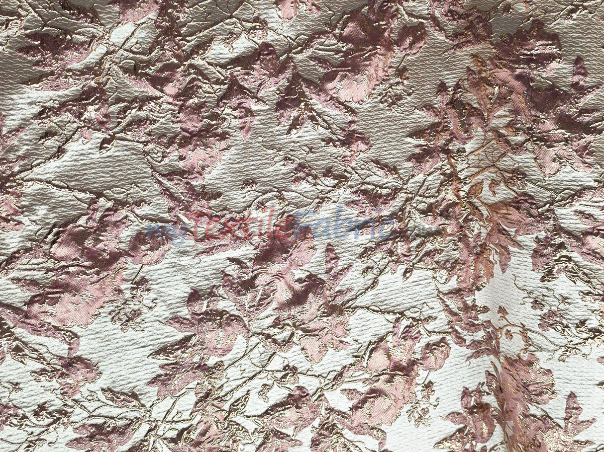 Mauve Floral Bubble Metallic Jacquard | 54" Wide | Abstract Floral Metallic Brocade Fabric |
