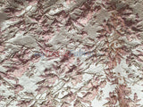 Mauve Floral Bubble Metallic Jacquard | 54" Wide | Abstract Floral Metallic Brocade Fabric |
